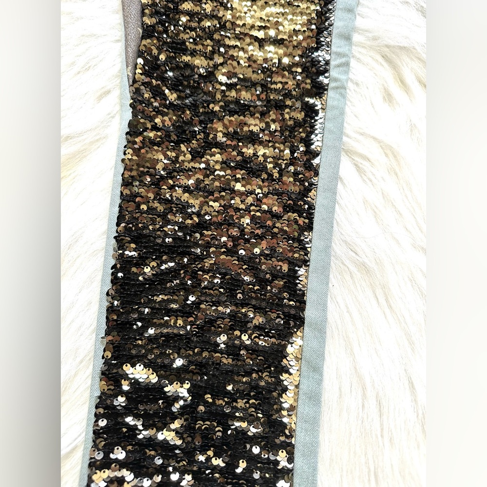 French Connection Women’s Jeans Reversible Flip Sequins Gunmetal Size 10 NWOT - Picture 15 of 15